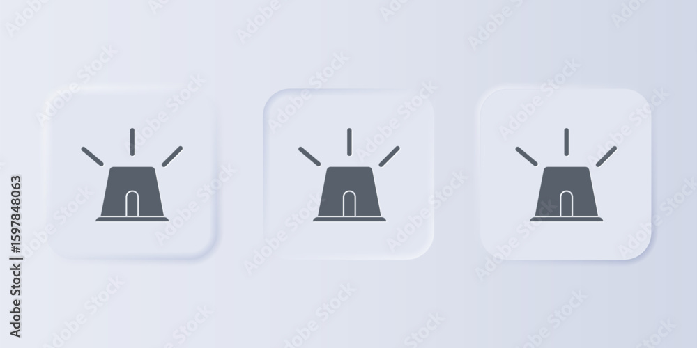 Aufkleber grey flasher siren icon isolated on grey background. emergency flashing siren. set icons in square b