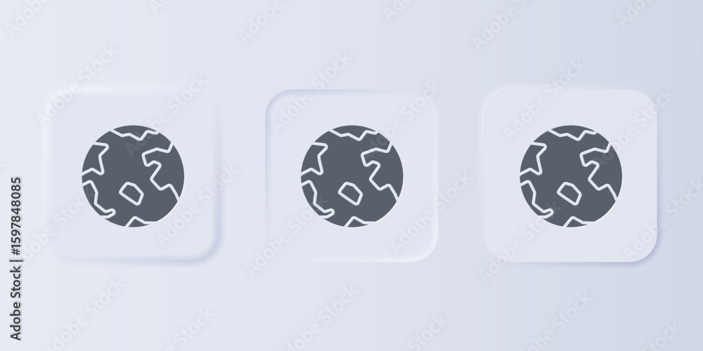 Poster grey worldwide icon isolated on grey background. pin on globe. set icons in square buttons. vector