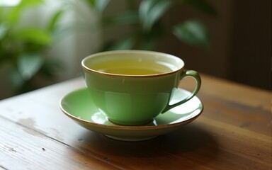 Set of Asian green tea on table. High quality