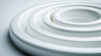 Obraz premium Stacked White Circular Plates Abstract Design