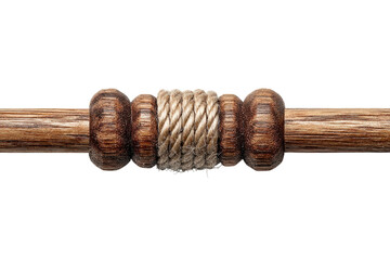 Textured Wood Beads and Twisted Rope Embrace on Dark Background Still Life Artisanal Craft Artistry