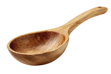 Wooden Spoon Carved with Texture Rustic Kitchen Cooking Ladle Craft Wood Grain Black Background