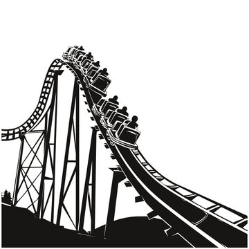 Roller Coaster Thrill Ride Black and White