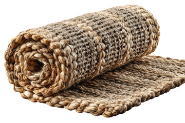 Brown Jute Rug Rolled Textured Pattern Floor Covering Home Decor Sustainable Natural Fiber Handwoven