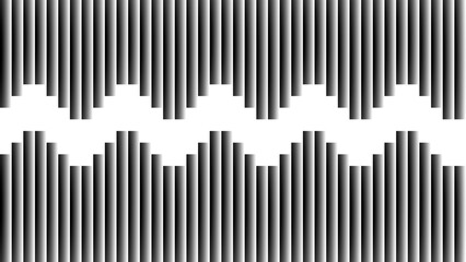 何層にも屈折したガラスを表現するのに使えるテクスチャー素材　黒から白のグラデーション　真ん中に波型の中窓あり　グラフィック素材　16:9