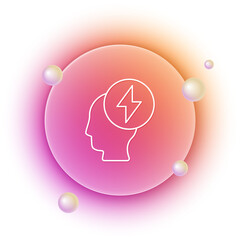 White Human head and electric symbol icon isolated on white background. Orange and pink gradient circle background. Vector