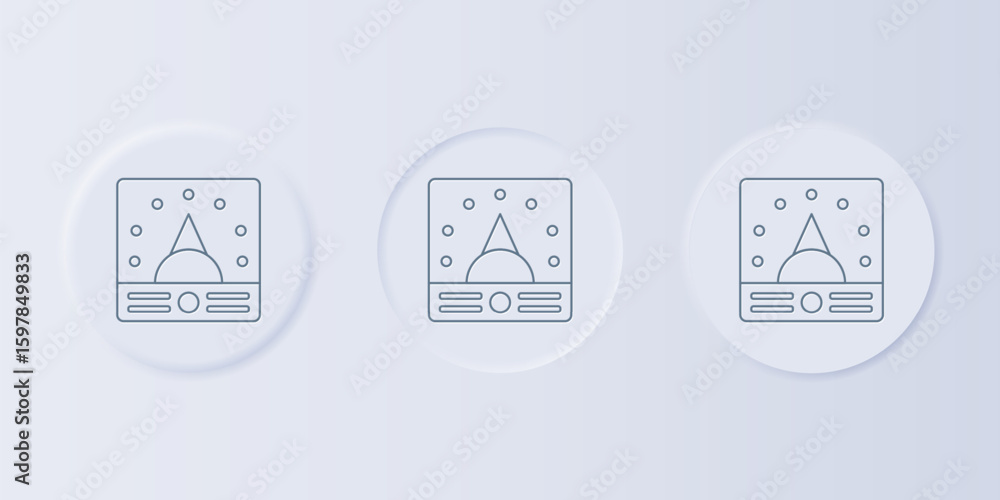 Poster grey ampere meter, multimeter, voltmeter icon isolated on grey background. instruments for measureme