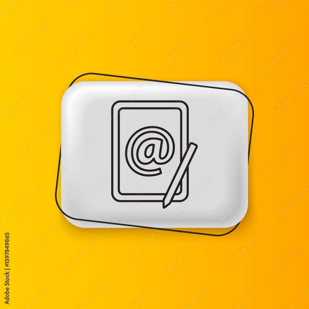 Poster black mail and e-mail icon isolated on yellow background. envelope symbol e-mail. email message sign