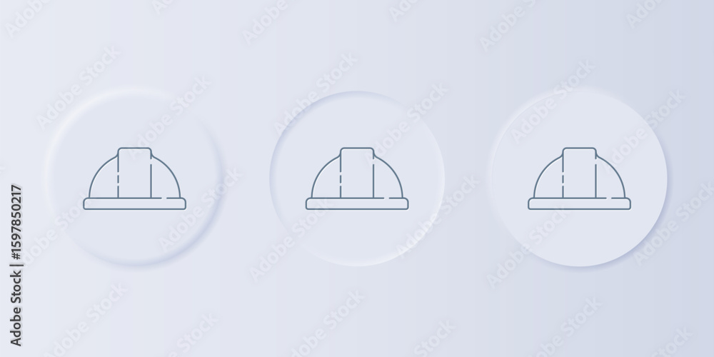 Aufkleber grey worker safety helmet icon isolated on grey background. set icons in square buttons. vector