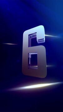 Vertical countdown animation with 3D numbers appearing on blue background. Perfect for video intros, transitions and sci-fi projects.