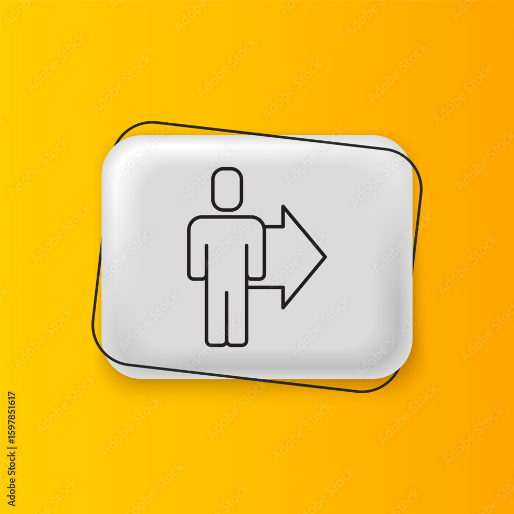 Poster black leader of a team of executives icon isolated on yellow background. silver rectangle button. ve