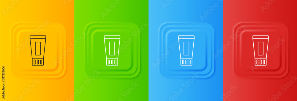 Aufkleber white tube of toothpaste icon isolated on colorful background. set icons in square buttons. vector