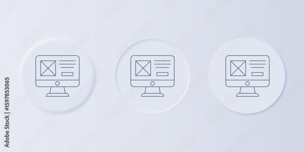Poster grey ui or ux design icon isolated on grey background. set icons in square buttons. vector