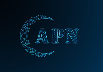 Low poly letter logo APN design. APN letter logo low poly vector design on blue color gradient background. APN logo low poly design