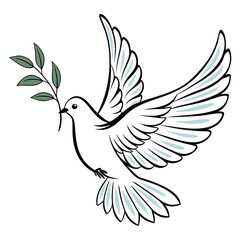 Obraz premium Dove of peace flying with olive branch illustration representing hope and freedom concept vector art