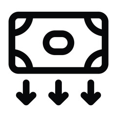 Simple Money Loss outline icon. The icon can be used for websites, print templates, presentation templates, illustrations, etc
