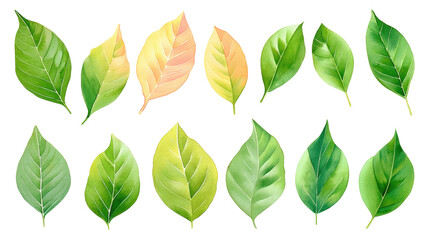 Fototapeta premium Creative pistachio leaves watercolor flat-lay isolated on transparent background