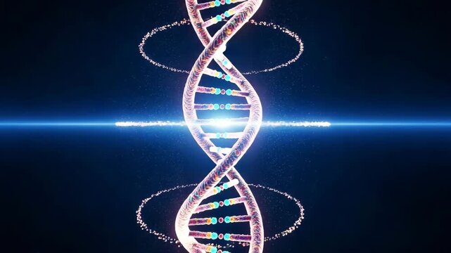 Futuristic DNA Helix Rotation A Cinematic Exploration of Genetic Science and Technological Advancement in 4K