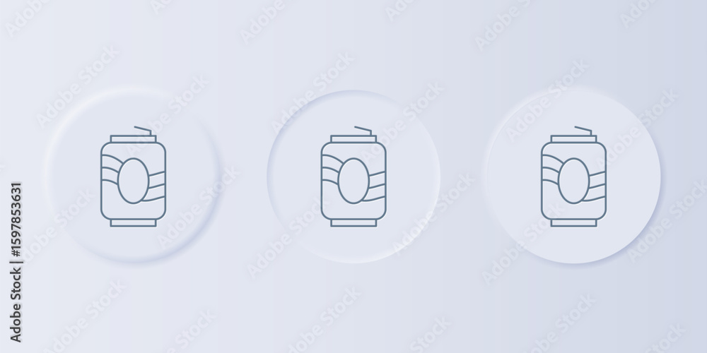 Aufkleber grey soda can icon isolated on grey background. set icons in square buttons. vector