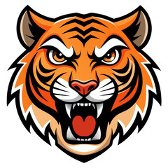 Fototapeta premium Fierce Stylized Tiger Head Illustration.