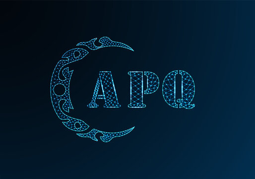 Low poly letter logo APQ design. APQ letter logo low poly vector design on blue color gradient background. APQ logo low poly design