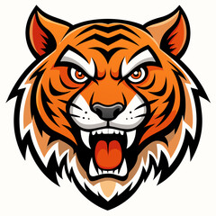 Fototapeta premium Fierce Stylized Tiger Head Illustration.