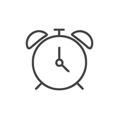 Simple Gray Line Art Alarm Clock Icon Minimalist Time Management Design