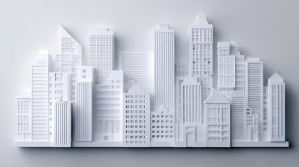 White Paper Cut Cityscape Illustration