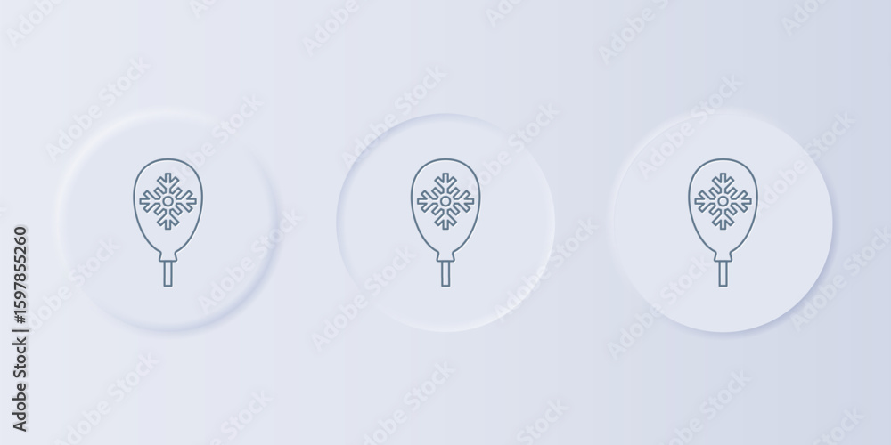 Poster grey balloons with snowflake icon isolated on grey background. merry christmas and happy new year. s