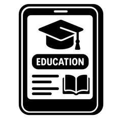 Mobile E-Learning Education Icon Vector - Online Study and Digital Knowledge