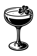 Shamrock Cocktail Drink Icon Vector - St. Patrick's Day Beverage Symbol