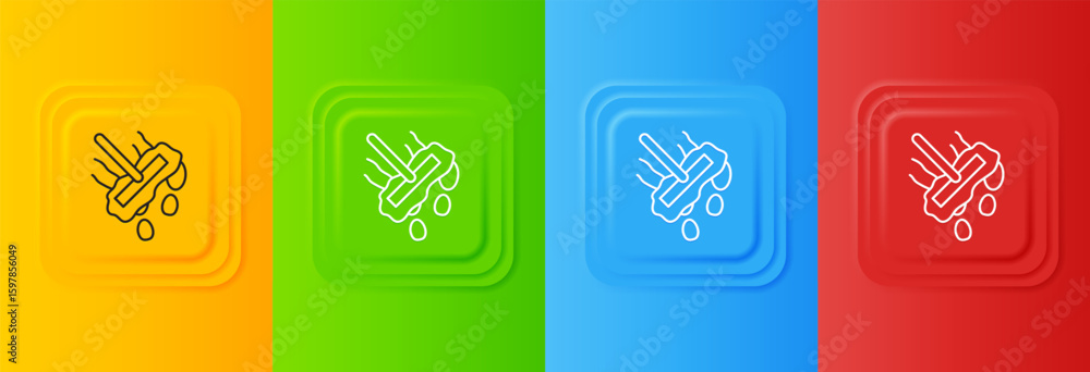 Poster white mop icon isolated on colorful background. cleaning service concept. set icons in square button