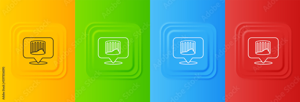Poster white ancient column icon isolated on colorful background. set icons in square buttons. vector