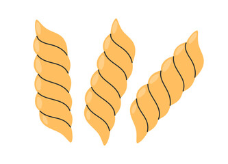 Italian pasta. Pasta fusilli. Italian fast food icon. Hand drawn flat vector illustration isolated on white background