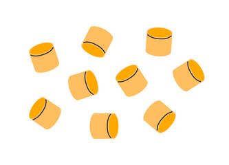 Italian pasta. Pasta ditalini. Italian fast food icon. Hand drawn flat vector illustration isolated on white background