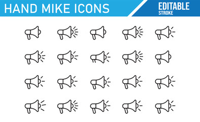 Microphone Icon Set Representing Broadcasting, Speech, and Public Address