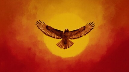 Obraz premium Majestic bird soaring golden sunset
