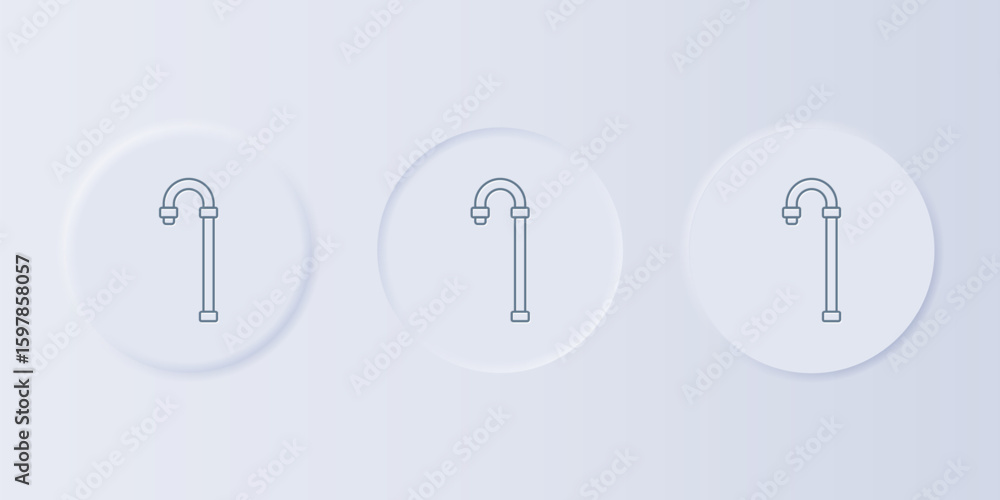 Poster grey walking stick cane icon isolated on grey background. set icons in square buttons. vector