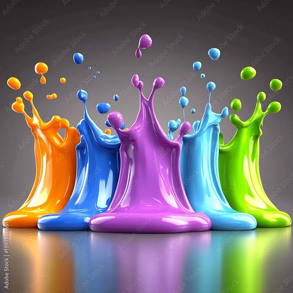 Poster vibrant splatters of colorful paint creating dynamic artistic displays