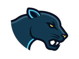 Fototapeta premium Bold black panther head profile logo design , A powerful, stylized profile view of a panther's head.