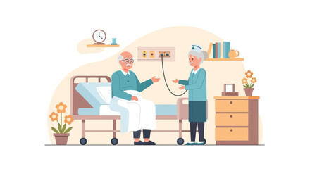 Attentive Medical Consultation At Elderly Patient's Hospital Bedside