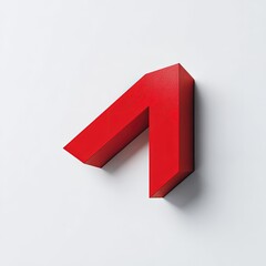 Red 3D Arrow Shaped Number 1 On White Background