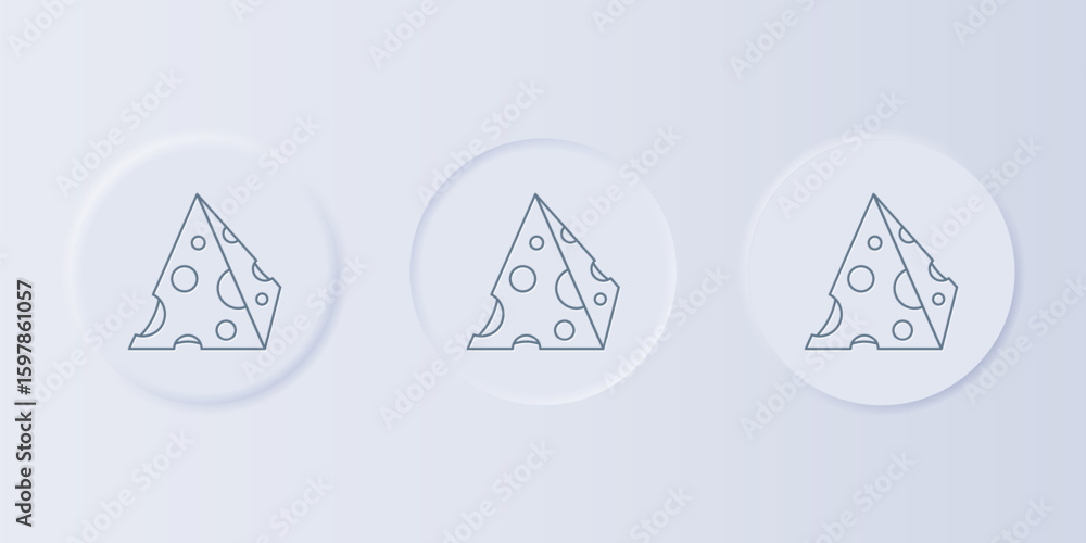 Poster grey cheese icon isolated on grey background. set icons in square buttons. vector