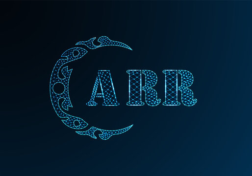 Low poly letter logo ARR design. ARR letter logo low poly vector design on blue color gradient background. ARR logo low poly design