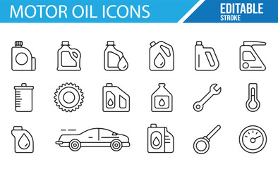 Editable Motor Oil Icons for Automotive Service and Repair Themes