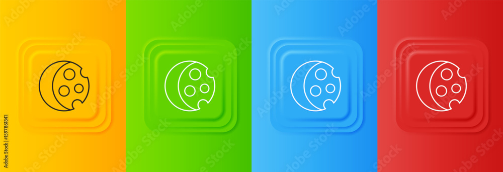 Poster white eclipse of the sun icon isolated on colorful background. total sonar eclipse. set icons in squ