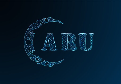 Low poly letter logo ARU design. ARU letter logo low poly vector design on blue color gradient background. ARU logo low poly design