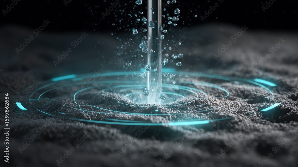 Poster visualization of supercritical ammonia being injected into a sludge mixture, creating bubbles and de