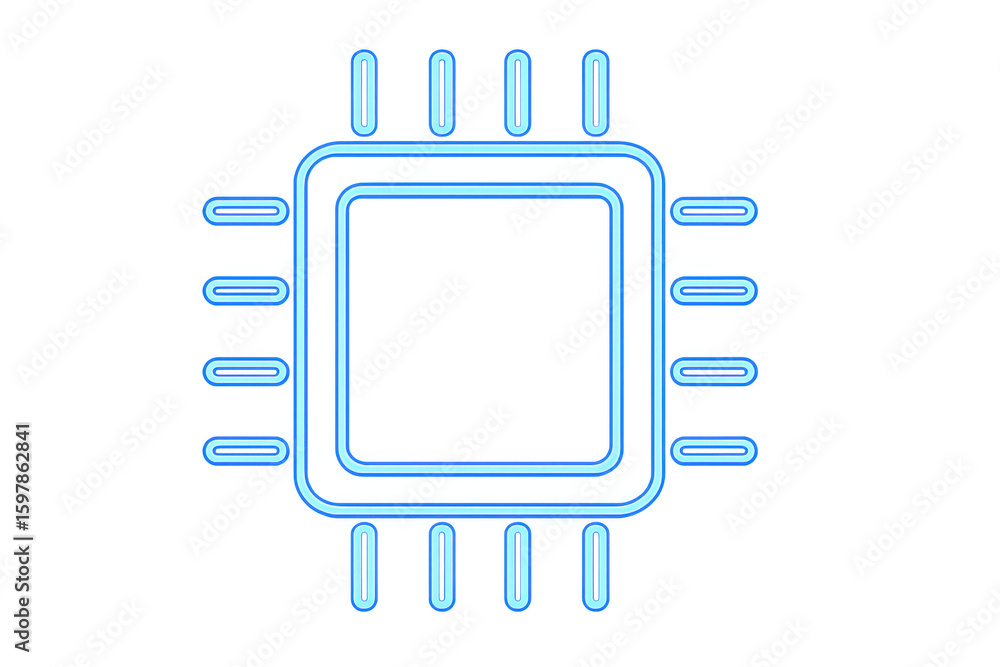 Poster luminescent azure microchip glowing, symbolizing technological advancement, digital processing again