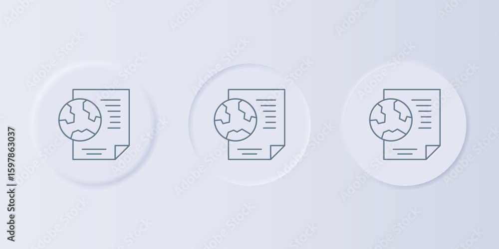 Poster grey earth globe with document icon isolated on grey background. world or earth sign. global interne